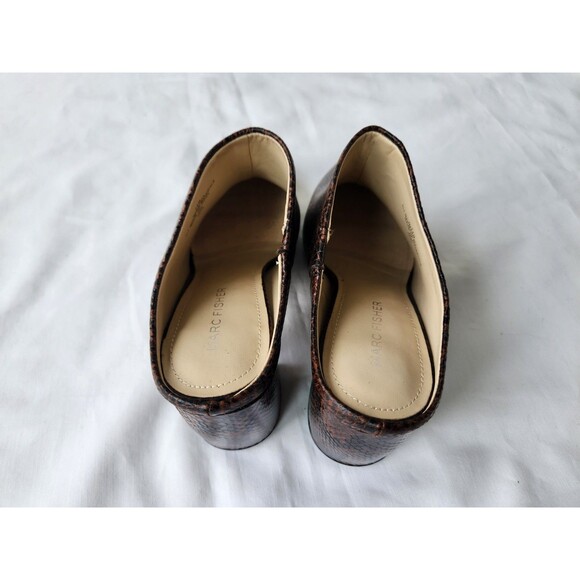 Marc Fisher 7.5 Ragni Brown Snake Leather Mule PointedToe 2.5"Block Heel - Picture 5 of 9